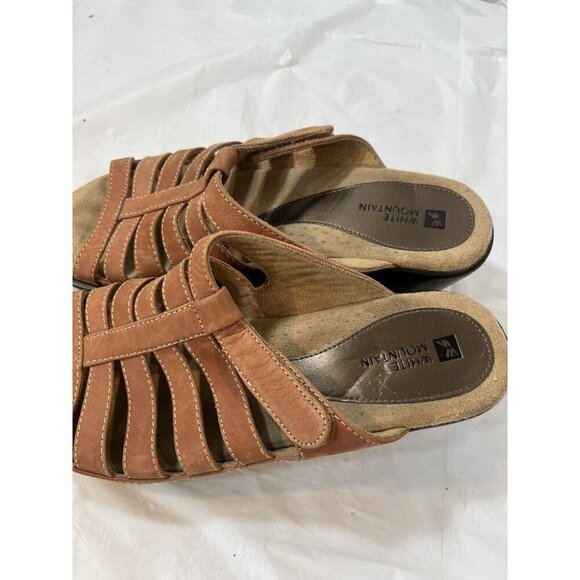 White Mountain Mast Clog Wedge Nubuck Leather Sandals Nutmeg SIZE 8 - Picture 15 of 16